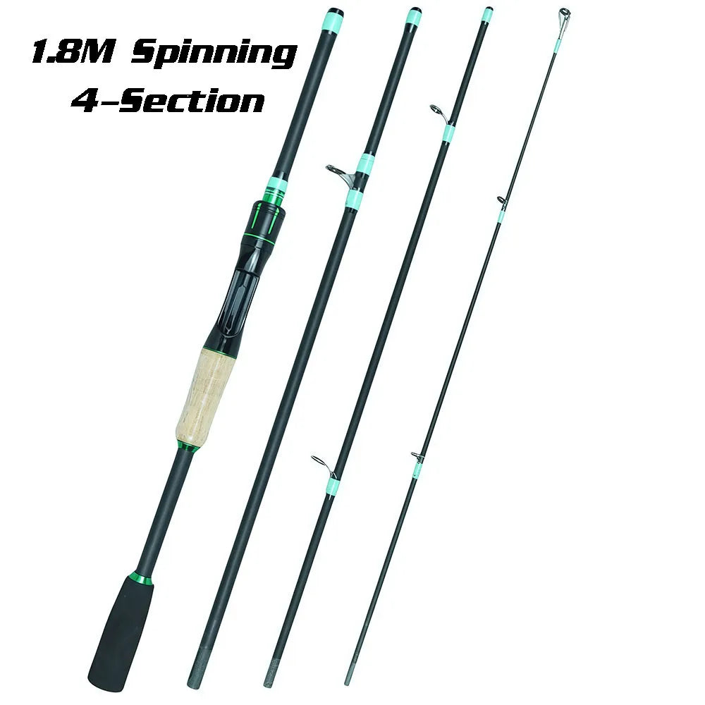 SantaKing Spinning /Casting Fishing Rod 1.8m 2.1m Carbon Fiber Portable Travel Fishing Pole Rods