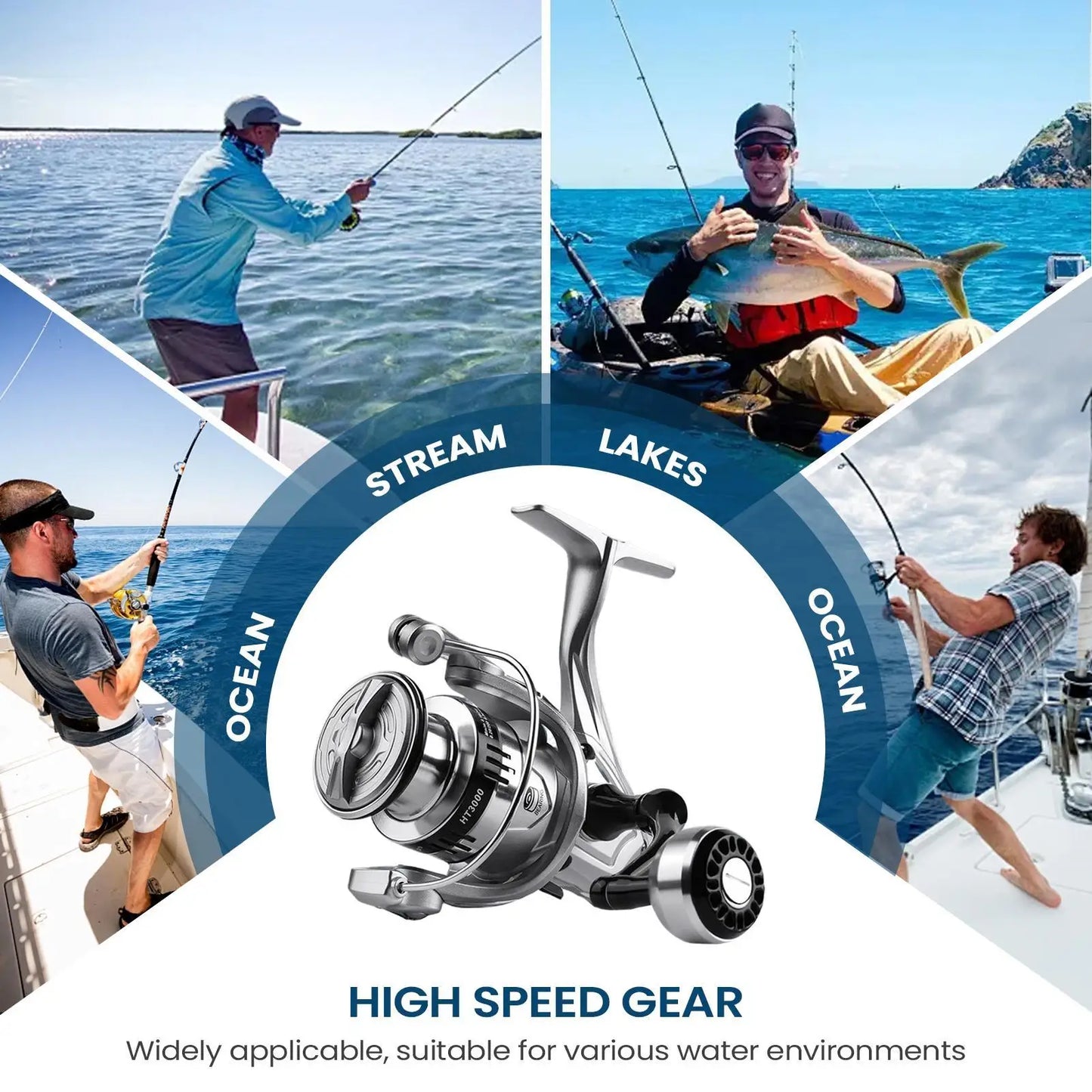 Spinning Reels Saltwater Fishing Reel Lightweight Heavy Duty Smooth Freshwater Baitcasting Fish Reel for Beginners Men Fisherman