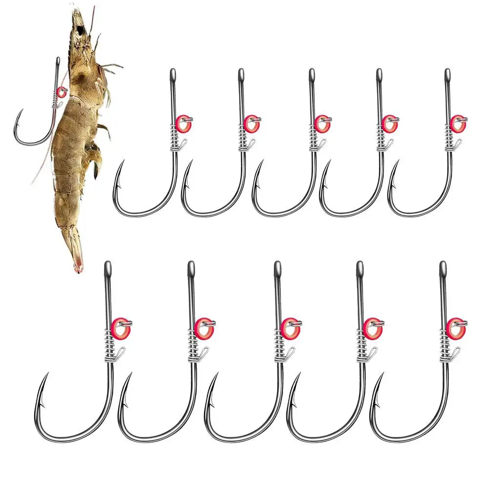 Fishing Hooks Live Shrimp Fixed Hooks Carbon Steel Barbed with Holes 2#/3#/4# Catfish Bass Fishing Hooks For fishing accessories