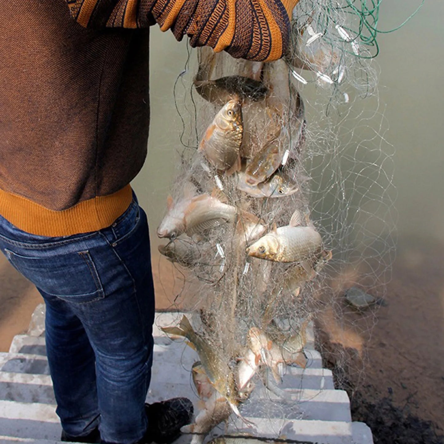 Fishing Net White Wire Net Trap Monofilament Net Durable Three-layer Single-layer Floating Net Tool Outdoor Fishing Gear Tool