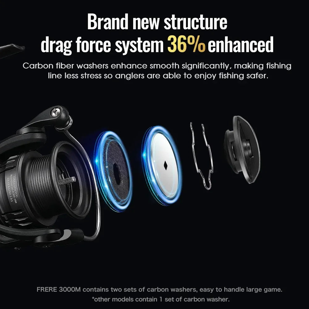 TSURINOYA 155g UltraLight Spinning Fishing Squid Trout Reel FRERE C2000S 2500S 3000M Carbon Body Shallow Spool Casting Versatile