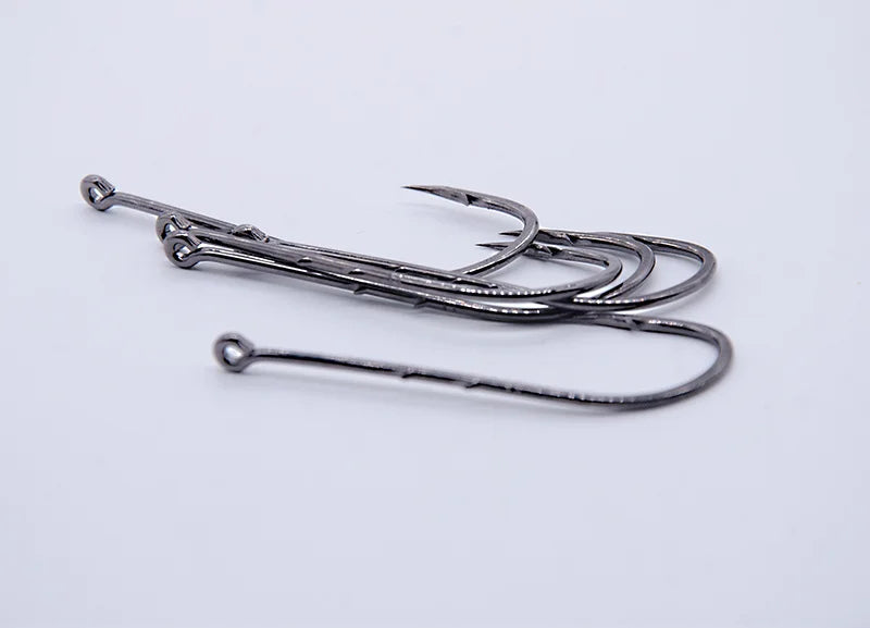 50pcs/lot Long Shank Fishing Hook For Fishing Live Bait With Double Bait Keeper Barbs High Carbon Steel With Anti-rust Fishhooks