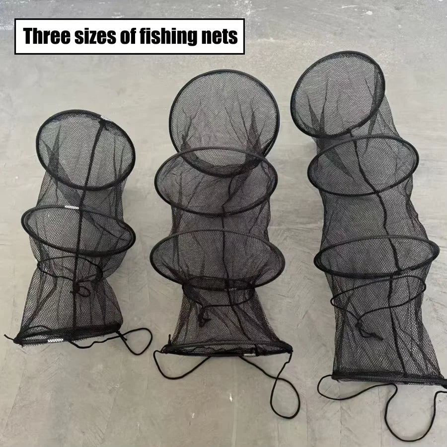 fishing nets, large capacity to hold many fish, with ropes for easy loss, foldable for easy carrying