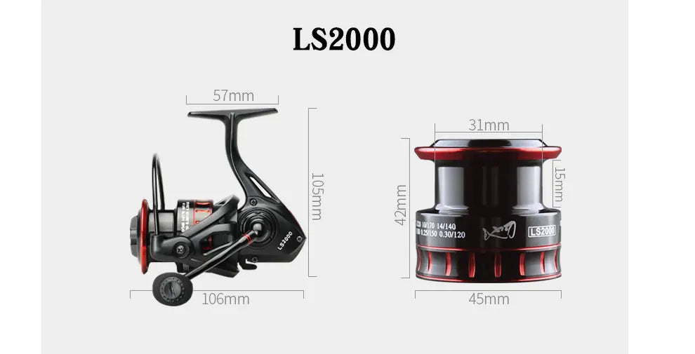 LINNHUE Fishing Reel Lure 1000 2000 3000 Spinning Reel Double Grip Deep Shallow Spool Carp Fishing Reel Fishing With Balance Rod