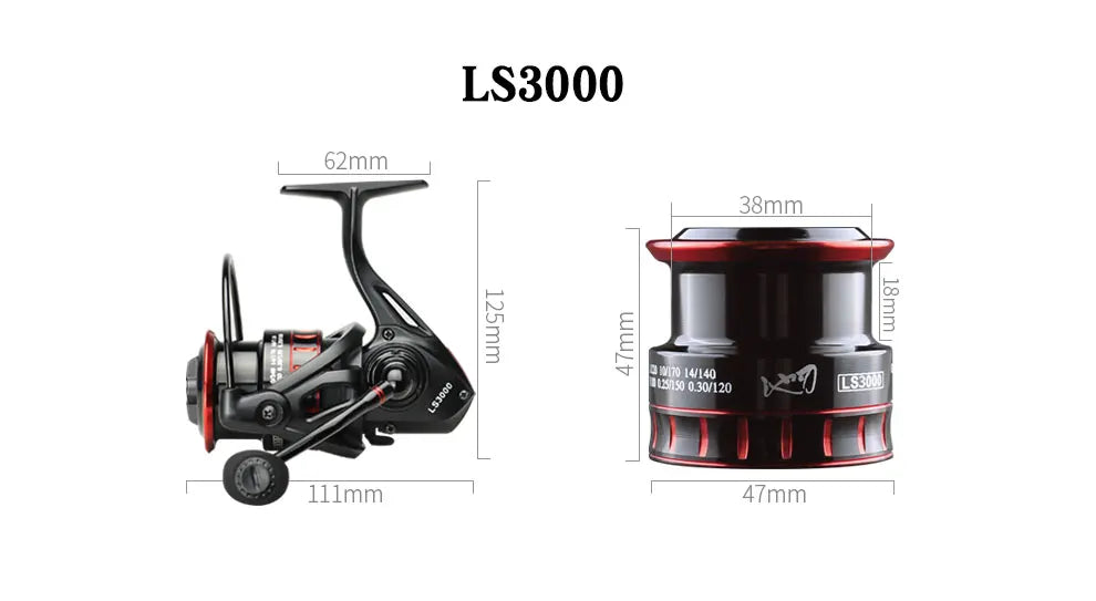 LINNHUE Fishing Reel Lure 1000 2000 3000 Spinning Reel Double Grip Deep Shallow Spool Carp Fishing Reel Fishing With Balance Rod