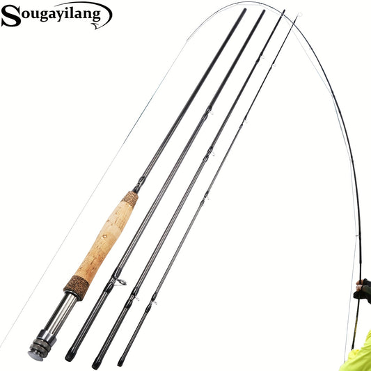 Sougayilang 5/6WT Graphite Fly Fishing Rod - Ultra-Lightweight & Portable 4-Piece Design - Ideal Starter Kit for Anglers On-The-Go
