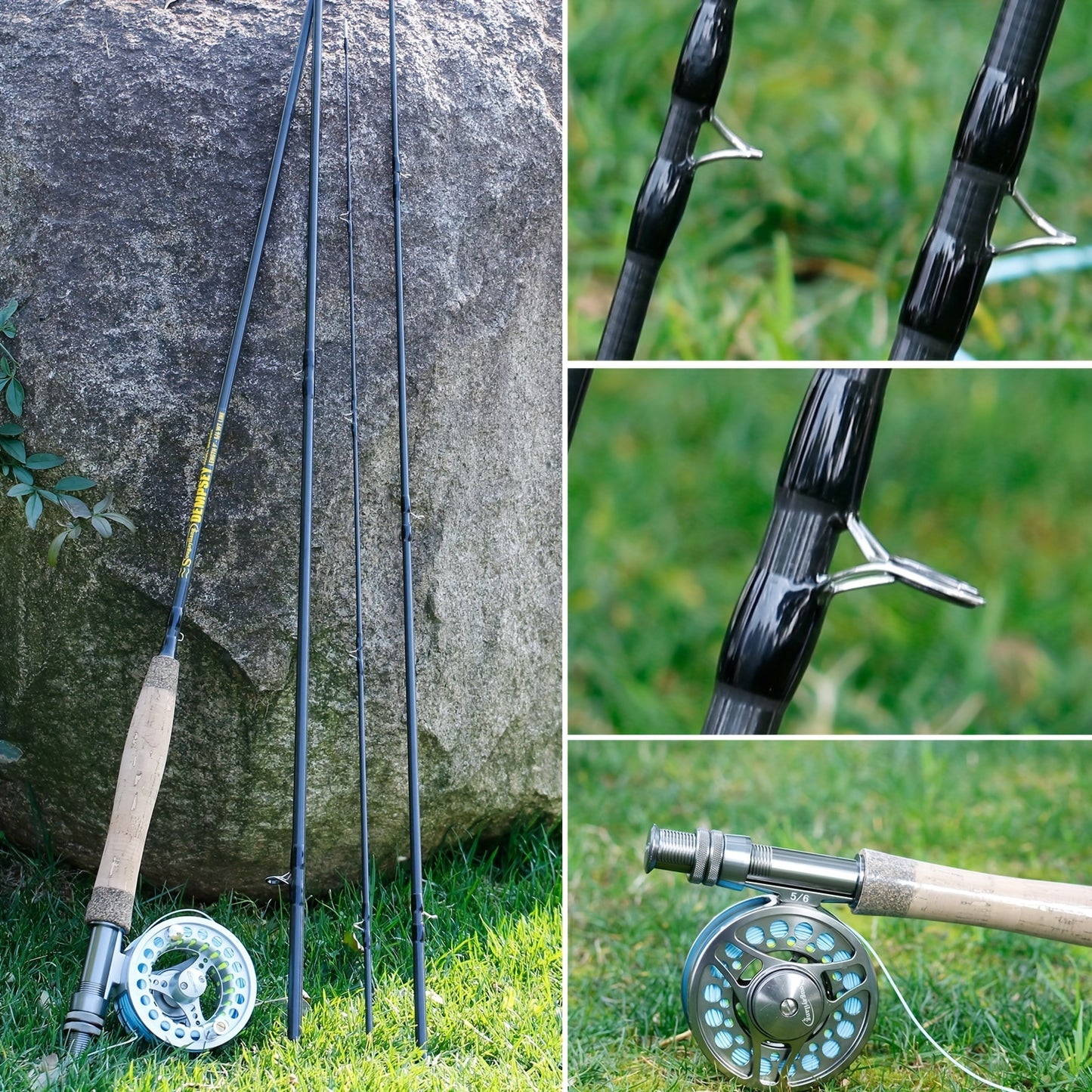 Sougayilang 5/6WT Graphite Fly Fishing Rod - Ultra-Lightweight & Portable 4-Piece Design - Ideal Starter Kit for Anglers On-The-Go