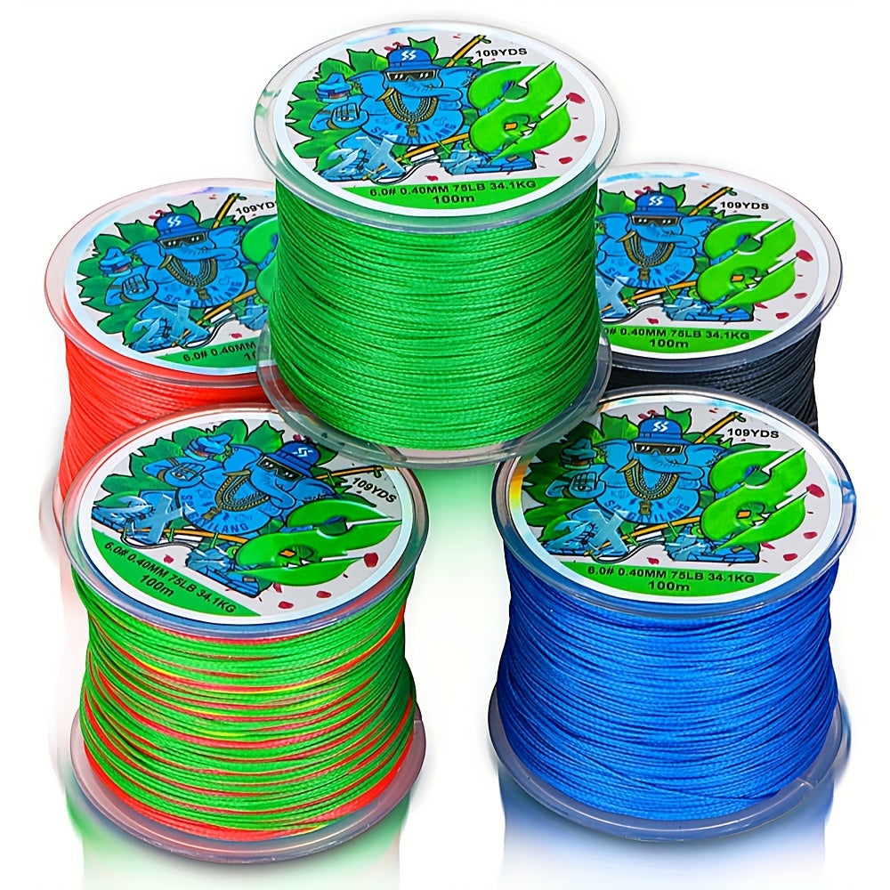 Super-Strong 8-Strand Braided PE Fishing Line - 16-75LB, 109yds, Ideal for Saltwater & Freshwater Angling, Abrasion-Resistant