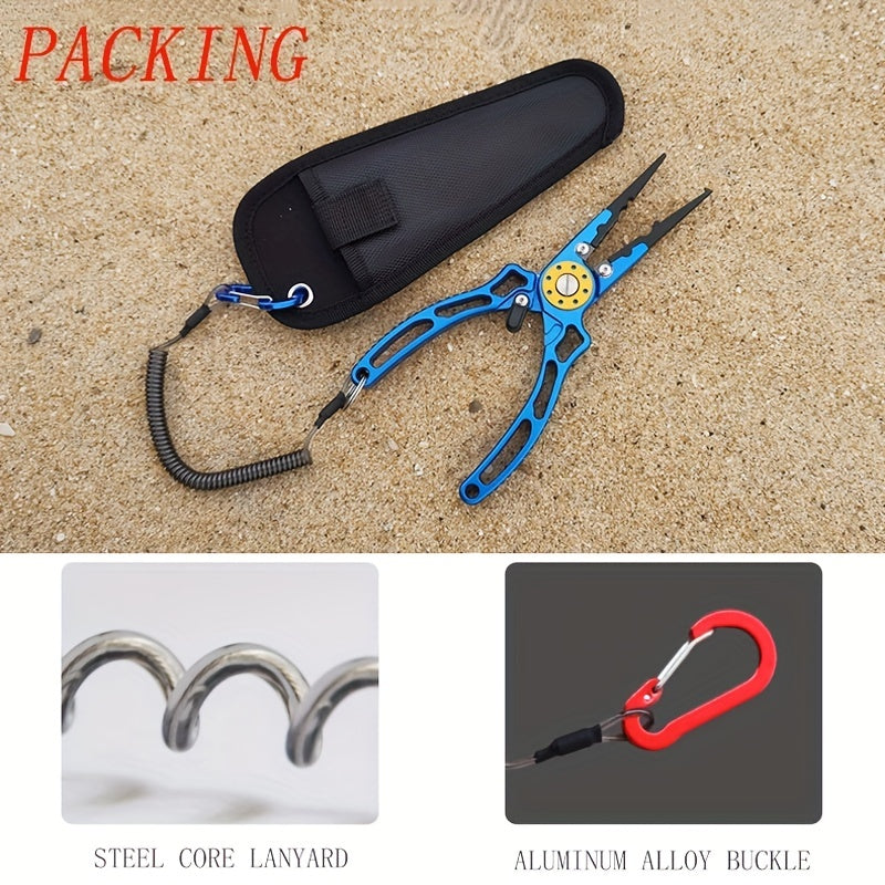 1pc Premium Aluminum Alloy Multifunctional Fishing Pliers with Scissors - Ultimate Outdoor Fishing Companion for Efficient Fish Control, Cutting Fishing Line, and Crimping Hooks - Durable, Corrosion-Resistant, and Ergonomic D