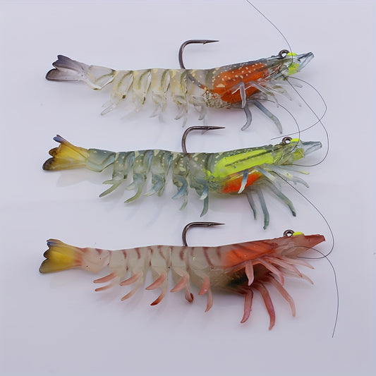 3pcs/lot Soft Lure, Shrimp Fishing Lures - Artificial Bait Soft Plastic Lures - For Freshwater & Saltwater Fishing - Suitable for Bass, Trout & More - Great Gift for Anglers