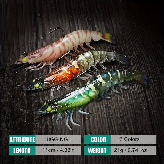 3pcs/lot Soft Lure, Shrimp Fishing Lures - Artificial Bait Soft Plastic Lures - For Freshwater & Saltwater Fishing - Suitable for Bass, Trout & More - Great Gift for Anglers
